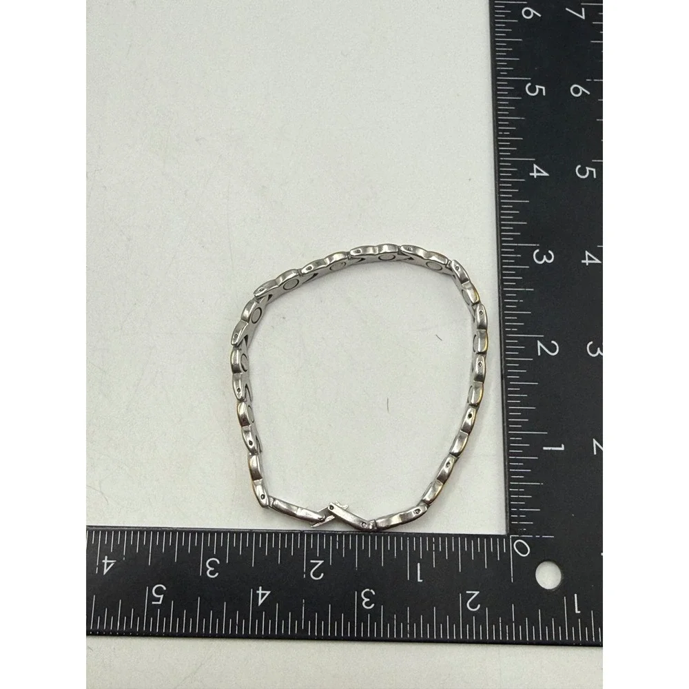 Two Tone Magnetic X Link Bracelet Silver Gold Tone 8.5 Inch Unisex